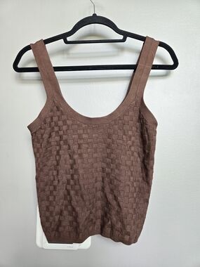 ​Abercrombie & Fitch Brown Checkerboard Knit Crop Tank Top - Size Medium
